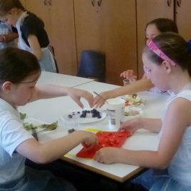 Girls enjoy healthy cooking