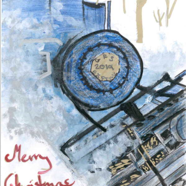 Holly Warren, GFS Gloucester - This beautifully painted card of the polar express is one of a kind.